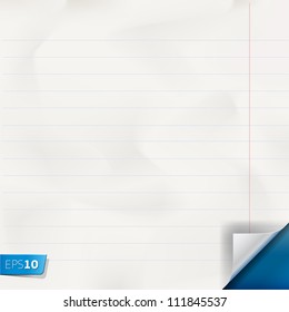 White lined paper texture, vector Eps 10 illustration.