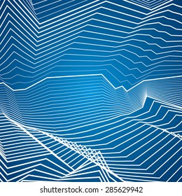White lines, abstraction composition, mountains, vector design background