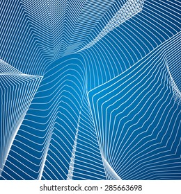 White lines, abstraction composition, mountains, vector design background