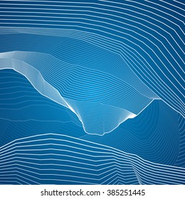 White lines, abstraction composition, mountains, vector design background