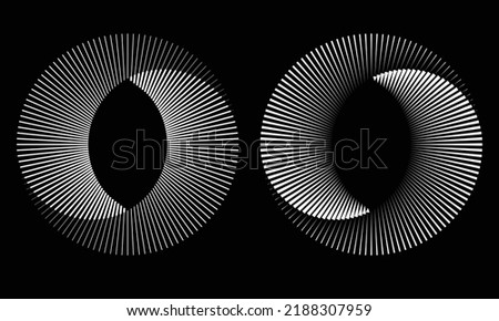 White lines in circle abstract background. Yin and yang symbol. Dynamic transition illusion.