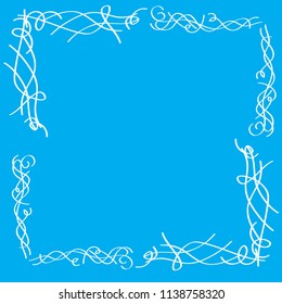 White lines with curls on a blue background