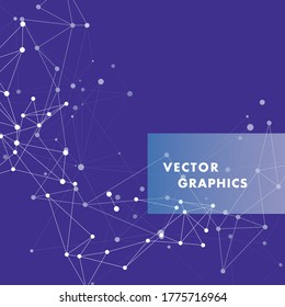 White lines dots connect. Abstract futuristic network. Vector illustration