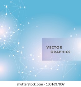 White lines dots connect. Abstract futuristic network. Vector illustration