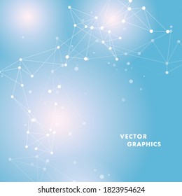 White lines dots connect. Abstract futuristic network. Vector illustration
