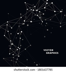 Weiße Linien und Punkte, die sich verbinden. Kommunikationstechnologie, Hintergrund. Vektorgrafik