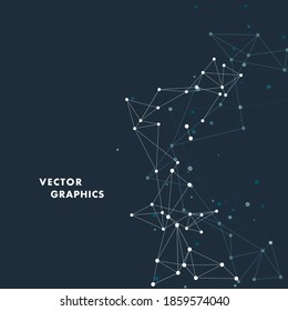 White lines and dots that connect. Communication science technology background. Vector illustration