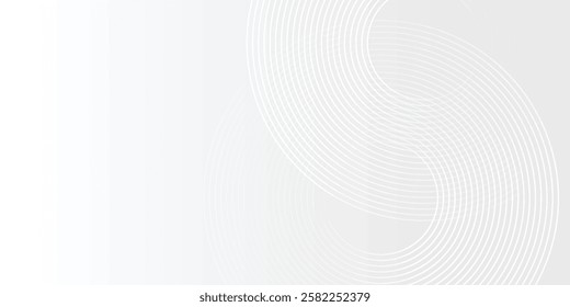 white lines glowing geometric lines on gray background. Modern shiny blue circle lines pattern simple