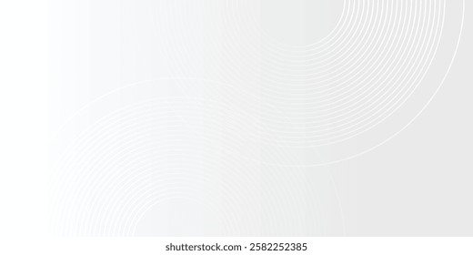 white lines glowing geometric lines on gray background. Modern shiny blue circle lines pattern simple modern abstract art
