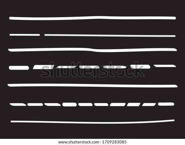 White\
lines hand drawn vector set isolated on black background.\
Collection of doodle lines, hand drawn template. White marker and\
grunge brush stroke lines, vector\
illustration