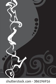 White lines interwoven on a black background. Vector illustration. Illustration in the Oriental style