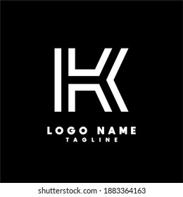 White lines of K initial letter vector logo template by adipra