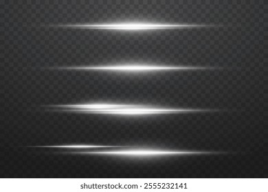 White lines of light and flashes, laser beam explosion. On a transparent background.