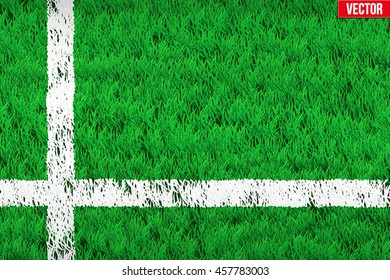White lines on grass field. Closeup For various sport background. Editable Vector illustration Isolated on background.