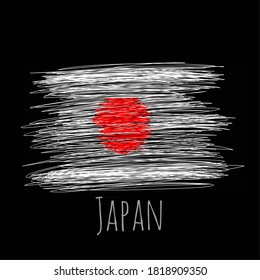 white lines and red circles like the flag of Japan. there is also the word "JAPAN".