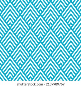 White lines rhombuses seamless pattern with blue background.