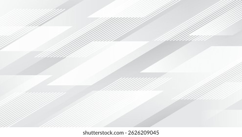 Weiße Linien Techno abstrakten Hintergrund Überlappungsschicht auf hellen Raum mit Diagonaleffekt Dekoration. Modernes Design Element Streifen Stil Konzept für Web-Banner, Karte oder Broschüre Abdeckung