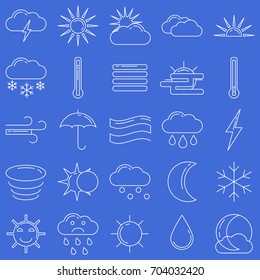 White Lines Weather Symbols Vector Icons