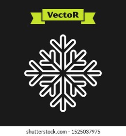 White lineSnowflake icon isolated on black background.  Vector Illustration