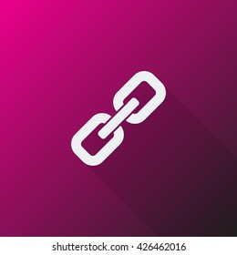 White Links icon on pink background