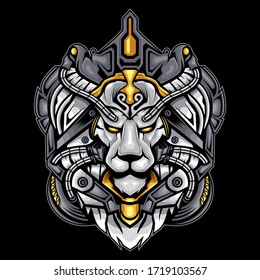 White lion face vector logo design