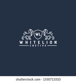 White Lion Line Art Logo Design