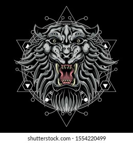white lion sacred geometry vector