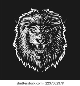 White Lion vector illustration, Design element for logo, poster, card, banner, emblem, t shirt. Vector illustration