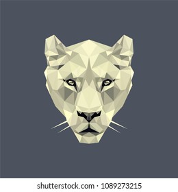 white lioness lowpoly style