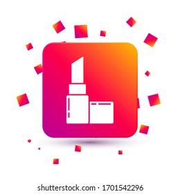 White Lipstick icon isolated on white background. 8 March. International Happy Women Day. Square color button. Vector Illustration