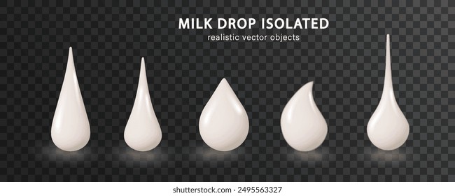 White liquid droplet isolated. Condensed milk, mayonnaise, sauce creamy or yogurt. Liquid cosmetic drop of clear coconut oil