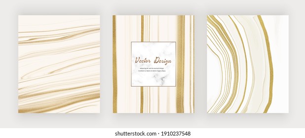 White liquid ink with gold glitter backgrounds and marble frame. 