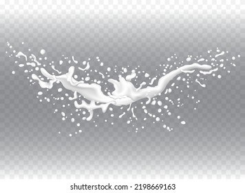 White liquid on transparent background. Vector illustration.