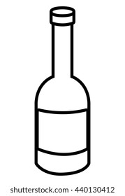 white liquor bottle with white square front view over isolated background,vector illustration