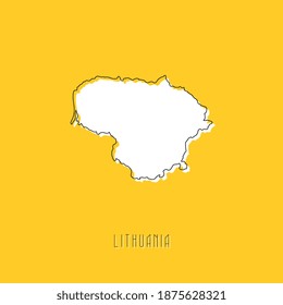 White LITHUANIA country map with black outline on yellow background. Simple geographic territory template concept. Vector ilustration easy to edit and customize. EPS10