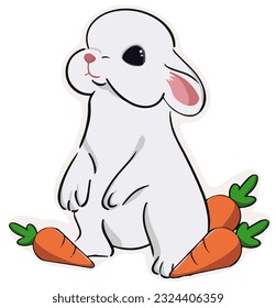 white little bunny surrounded by carrots Vector