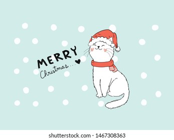 
White little cat on Christmas Day
