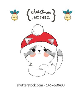 White little cat on Christmas Day