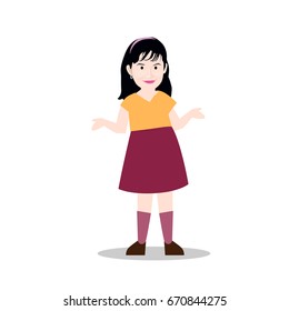 white little girl isolated character