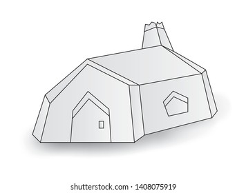 White little house, house cabin vector illustration, cartoon