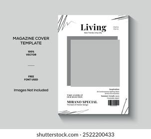 White Living Magazine Cover Template