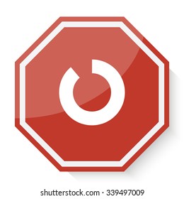 White Load icon on red stop sign web app