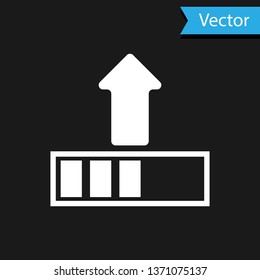 White Loading icon isolated on black background. Upload in progress. Progress bar icon. Vector Illustration