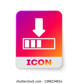 White Loading icon isolated on white background. Download in progress. Progress bar icon. Rectangle color button. Vector Illustration