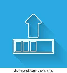 White Loading line icon isolated with long shadow. Upload in progress. Progress bar icon. Vector Illustration