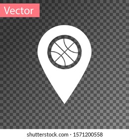 White Location with basketball ball inside icon isolated on transparent background.  Vector Illustration