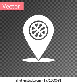 White Location with basketball ball inside icon isolated on transparent background.  Vector Illustration