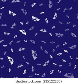White Location mountains icon isolated seamless pattern on blue background. Symbol of victory or success concept.  Vector