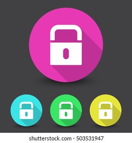 White Lock icon in different colors set