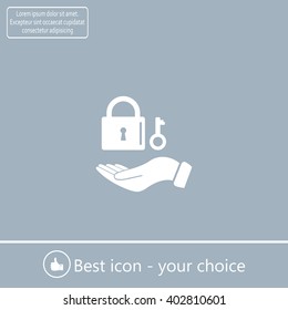 white lock icon in flat hand